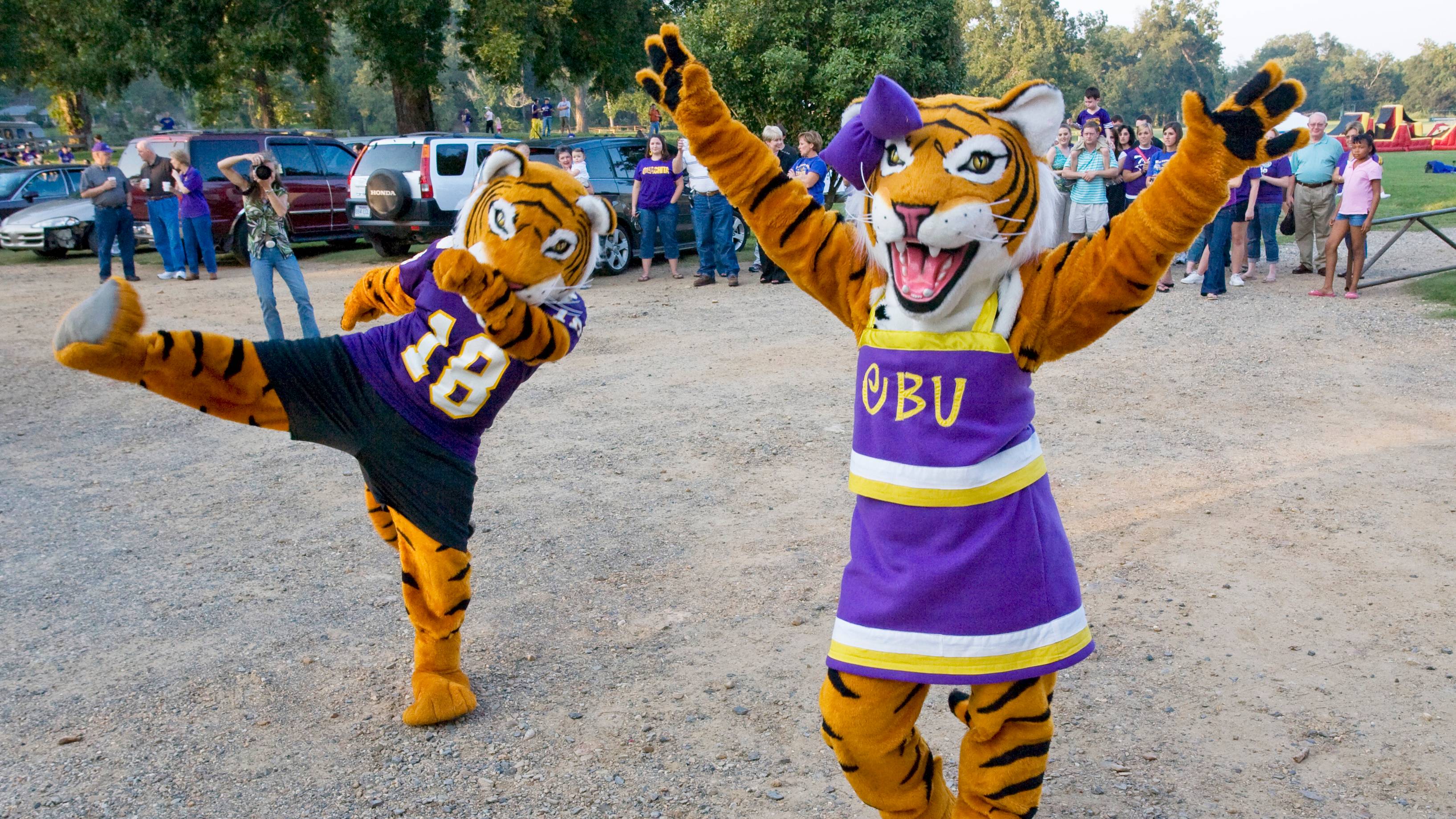 Tripp and Talley tiger mascots